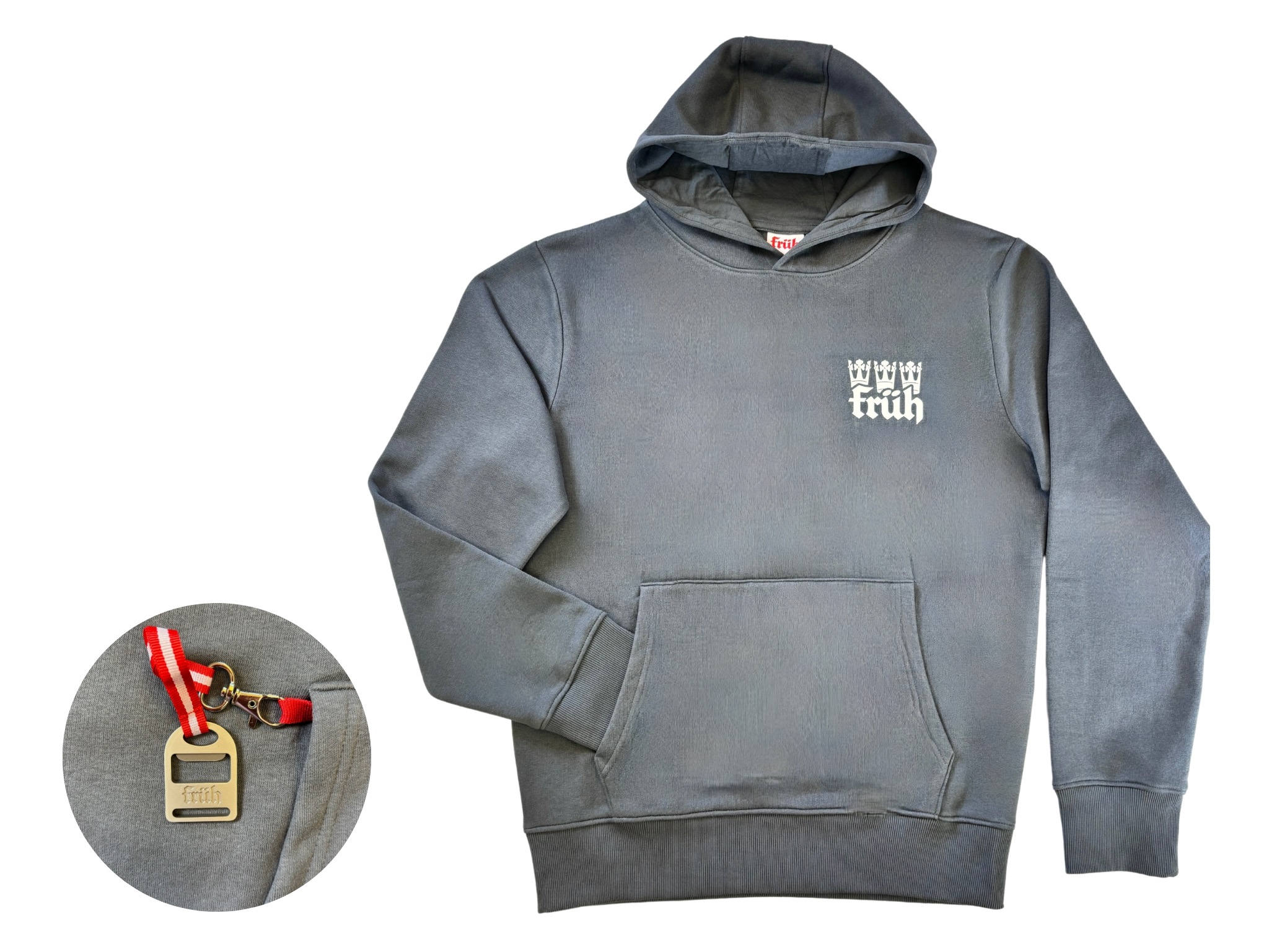FRÜH Hoodie Grau mit Kronen