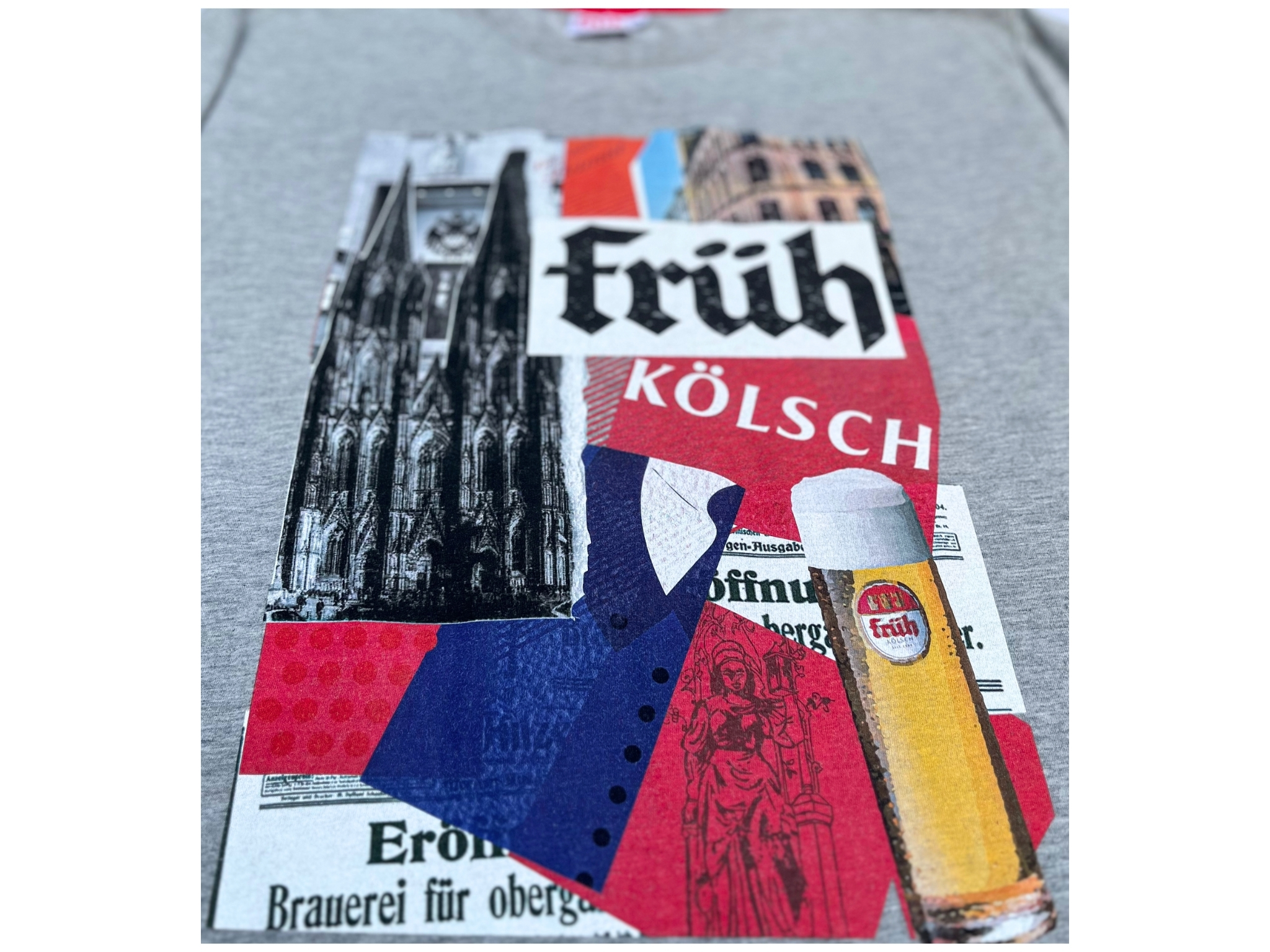 FRÜH Shirt Grau mit Collage S