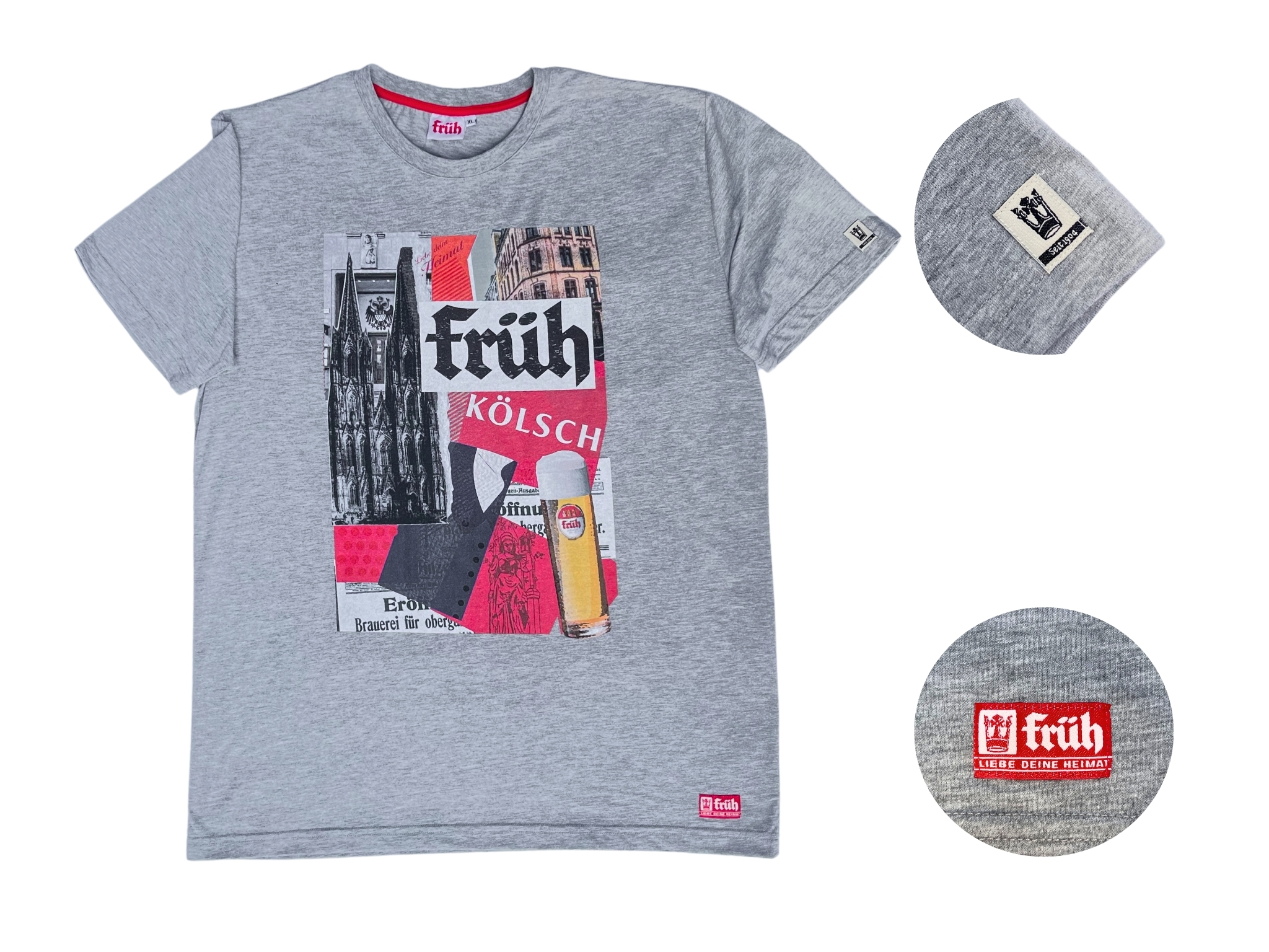 FRÜH Shirt Grau mit Collage S