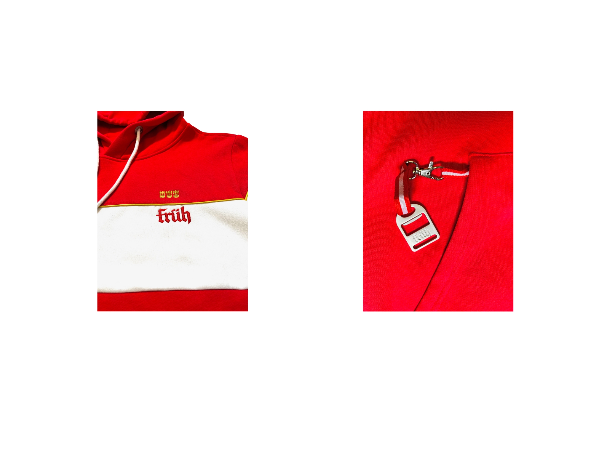 FRÜH Hoodie Rot Weiss XS